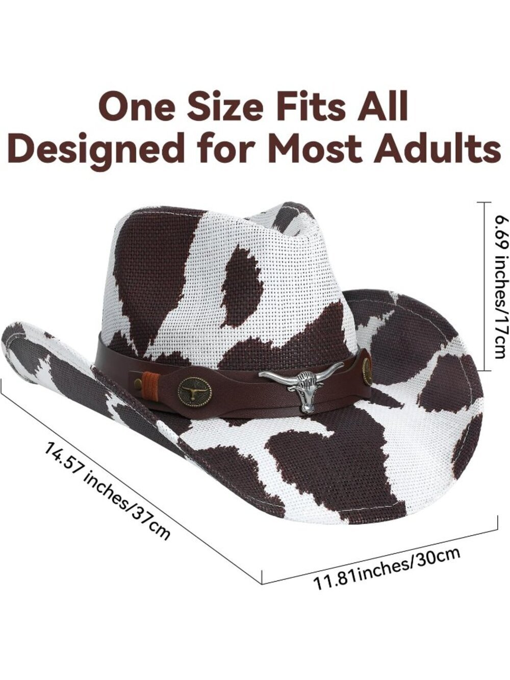 Women Brown Cowgirl Western Straw Wide with Shapeable Brim Cowboy Hat - Picture 2 of 6
